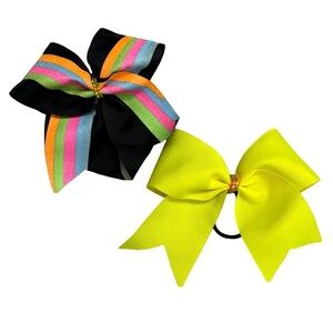Hair Bow Cheer Neon Yellow Black, Pink, Orange, Blue, & Green